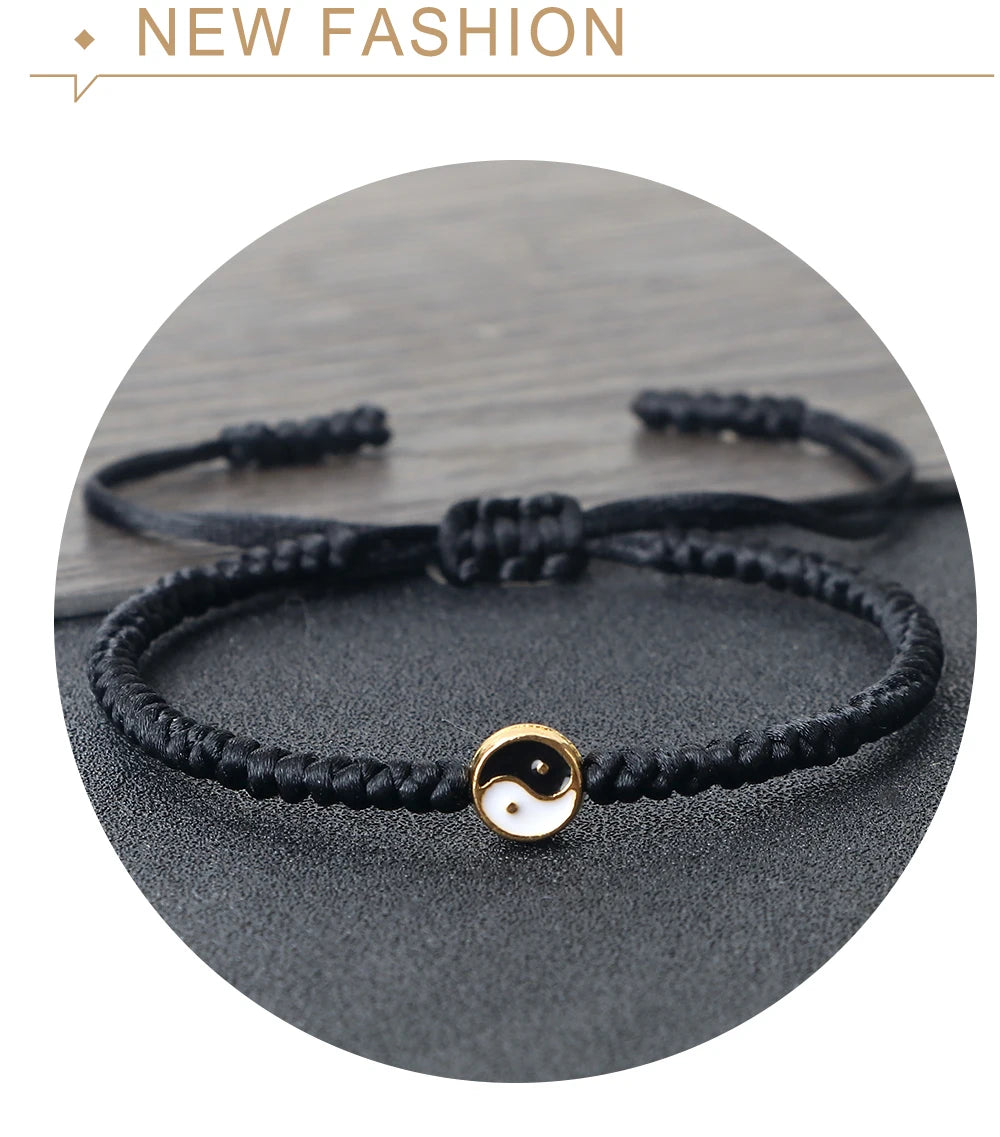 Yin Yang Tai Chi Pendant Bracelets For Men Women Handmade Adjustable Rope Couple Bracelets Fashion Friendship Jewelry Gifts