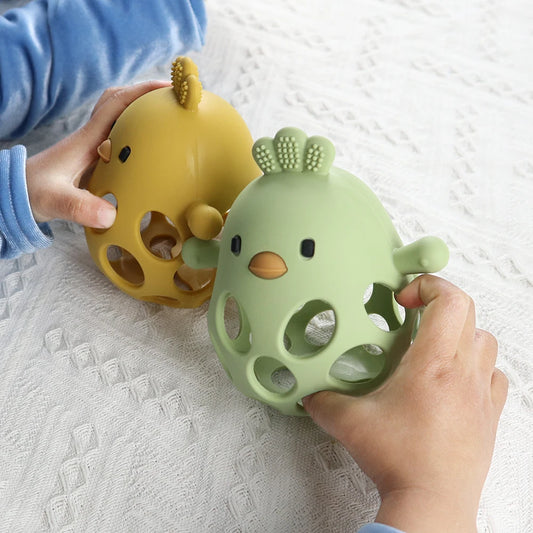 Baby Teether Gloves Kids Cartoon Chick Shape Teether Toy Silicone Dental Care Gums Anti-eating Hand Molar 1Pcs Baby Accessories