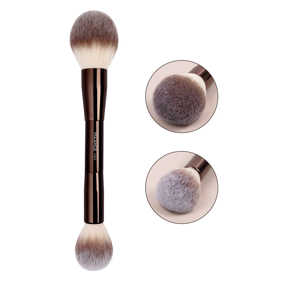 Double-Ended Makeup Brush – Foundation, Powder, Concealer, Blusher & Bronzer Brush | Soft Fiber Hair Beauty Tool