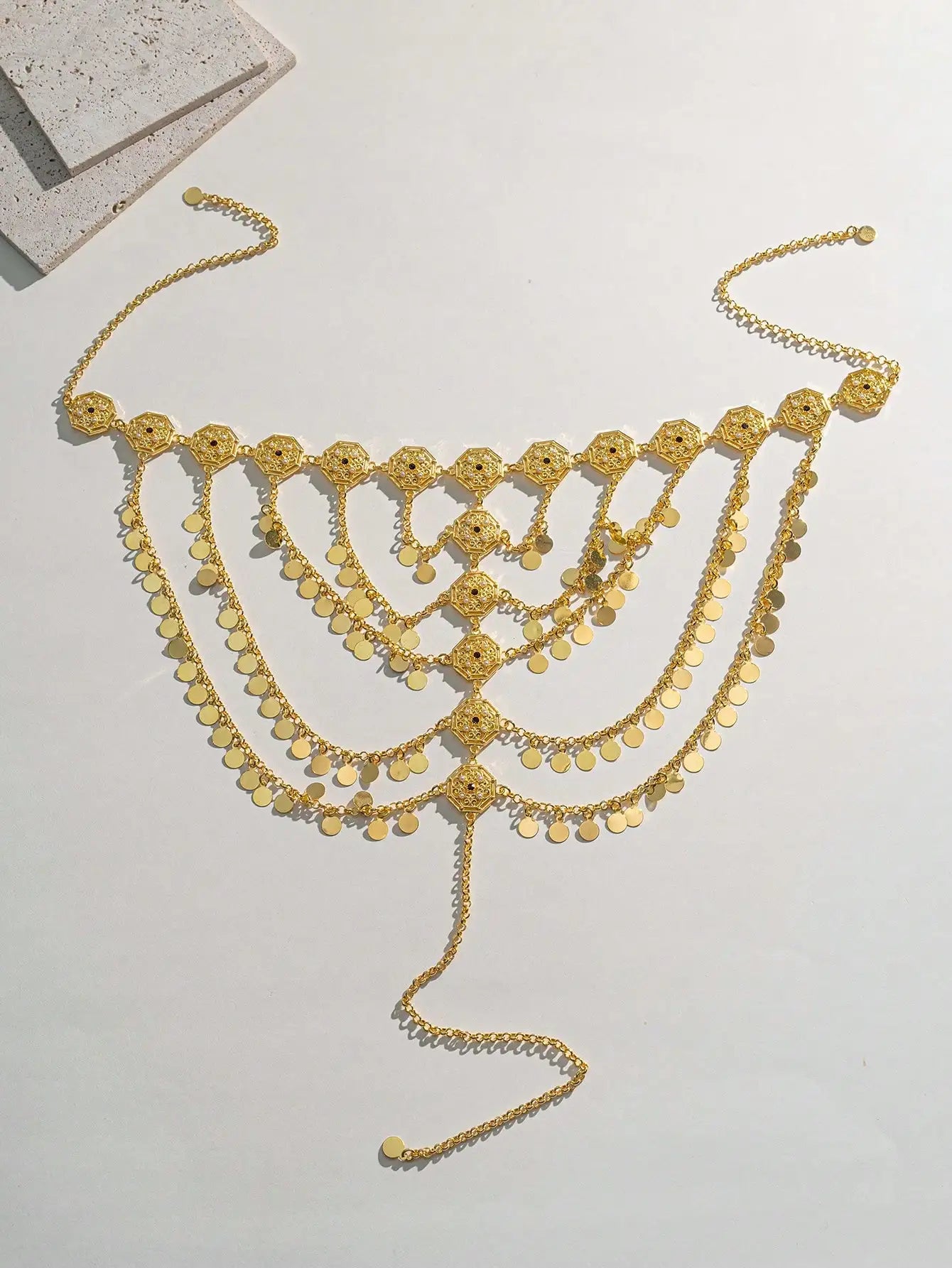 Gold-Plated Hair Chain for Women – Turkish Kurdish Arabic Totem Headpiece – Festival & Wedding Jewelry