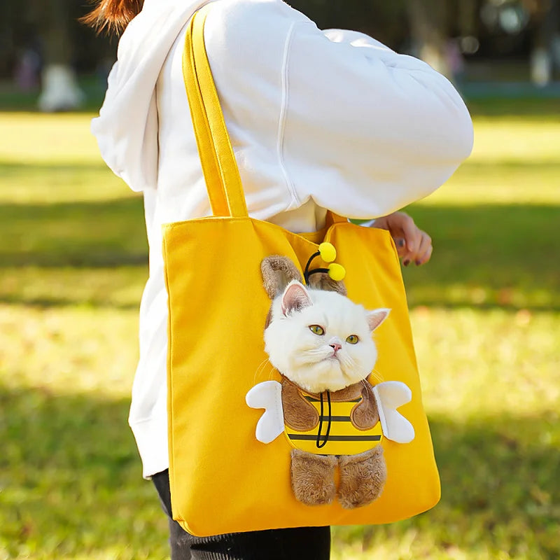 Pet Canvas Shoulder Bag Lion shaped Cat Tote Bag Comfortable Pet Tote Bag Shoulder Bag Portable Outdoor Cat Tote Bag