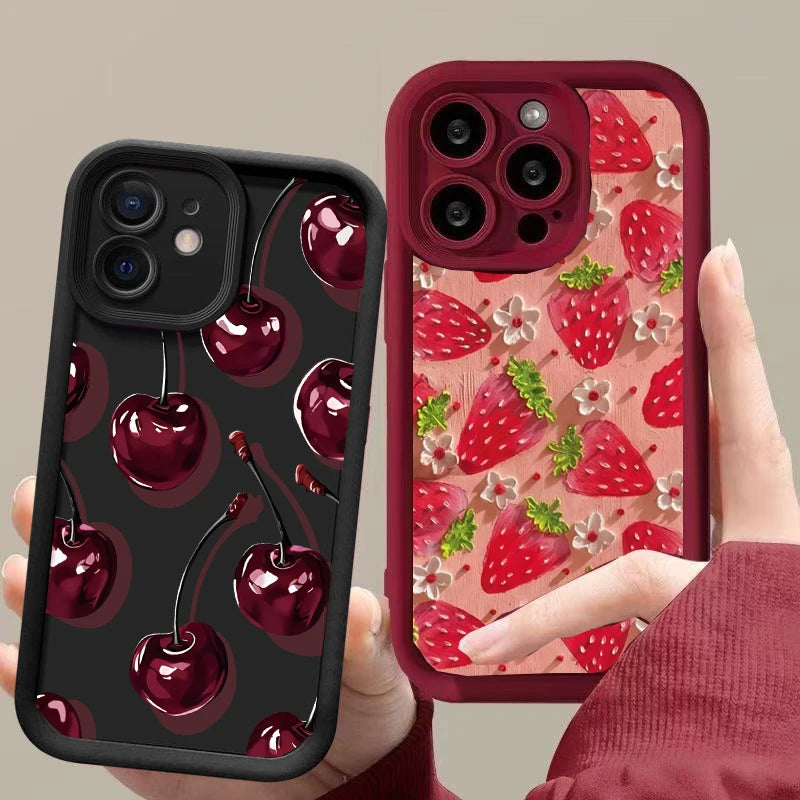 Cute Strawberry Cherry Silicone Phone Case for Motorola