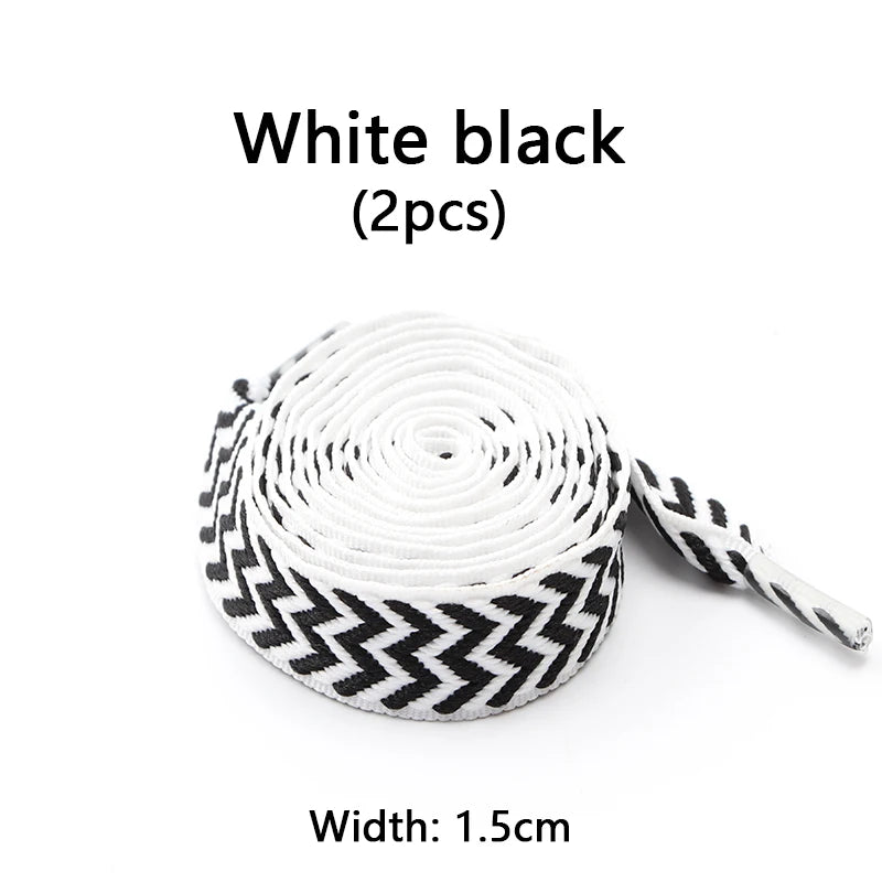 Flat Wavy Shoelaces for Sneakers – Trendy Wide Replacement Shoe Laces for Casual, Sport & Streetwear Shoes (1.5cm / 2cm / 3cm Widths)