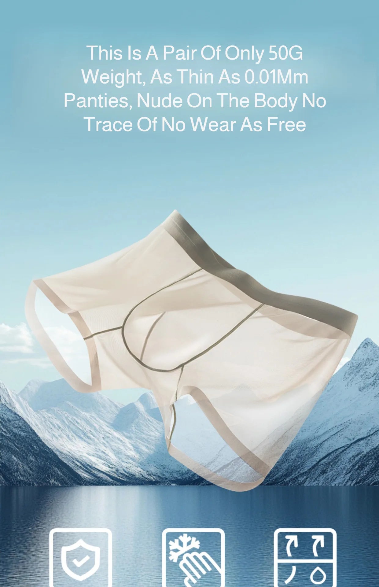 Men’s Ice Silk Seamless Boxer Briefs – Lightweight, Breathable, Comfortable Summer Underwear