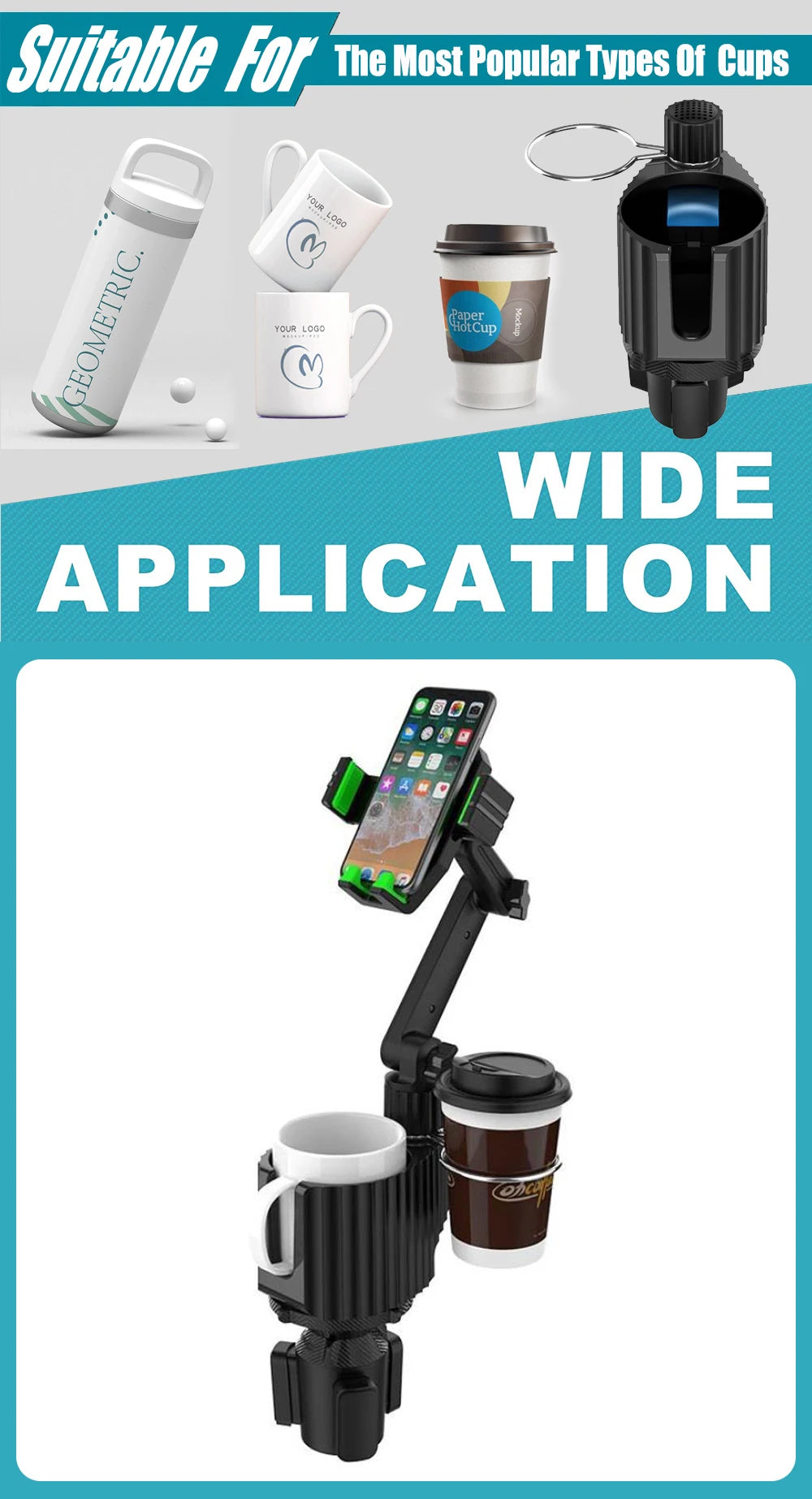 Universal 360 Degree Car Cup Holder Phone Mount