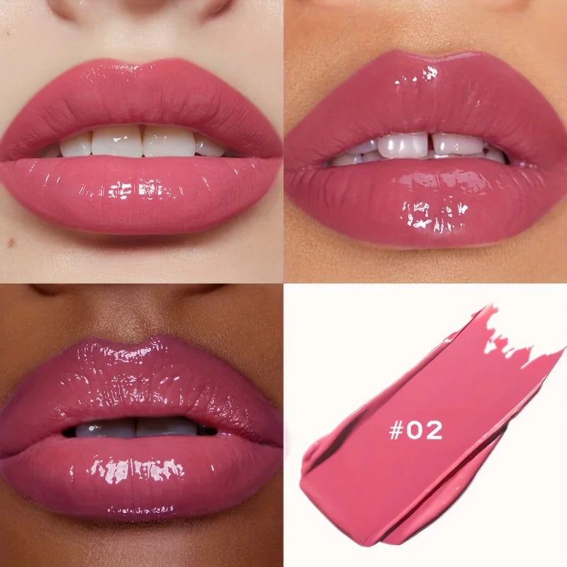 Glass Shine Lip Glaze – Mirror Finish Lipstick, Waterproof, Long-Lasting, Non-Transfer, Plumping Nude Shades