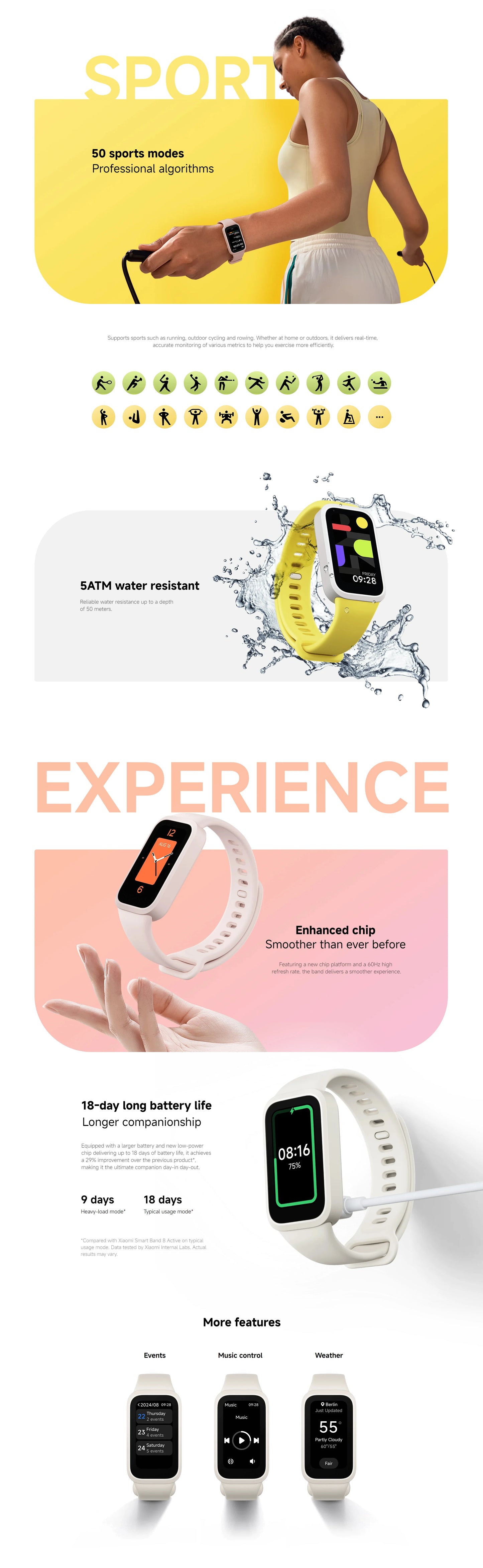 Global Version Smart Band 9 Active – 1.47" TFT Display, 18-Day Battery Life, Fitness & Health Tracker