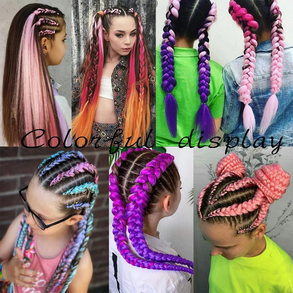 GlowStrands 24” Jumbo Braids for Kids & Adults – Ombre Kanekalon Hair Extensions, Easy Styling & Natural Feel