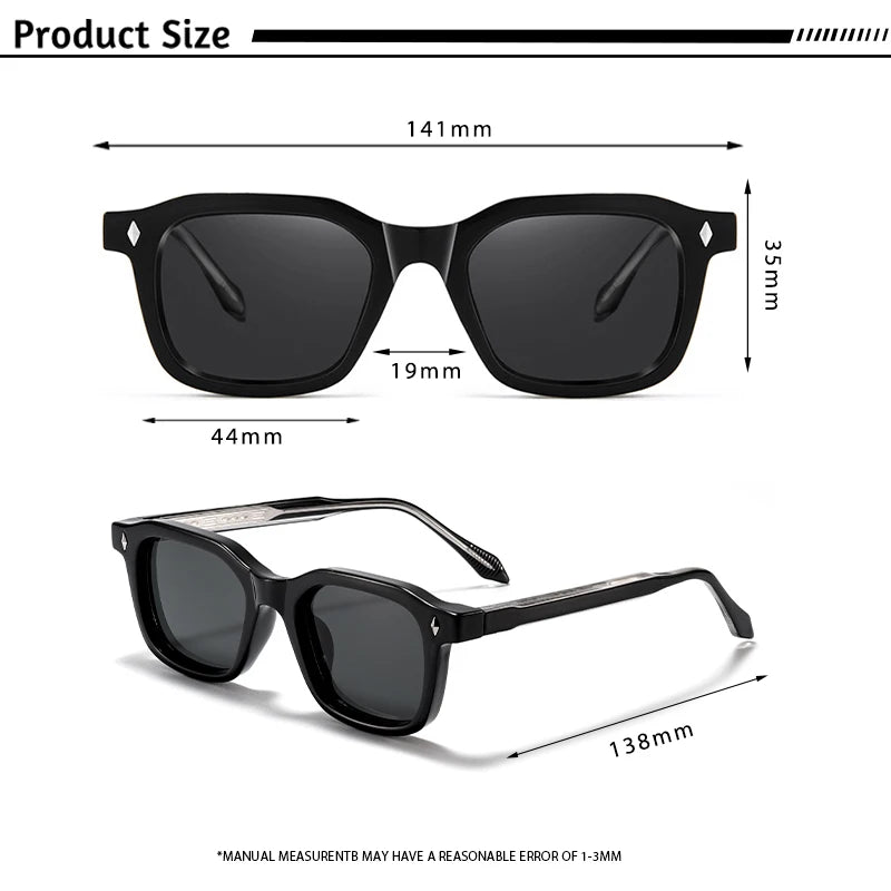 Square UV400 Sunglasses with Vintage Temple Tips — Unisex Fashion Eyewear