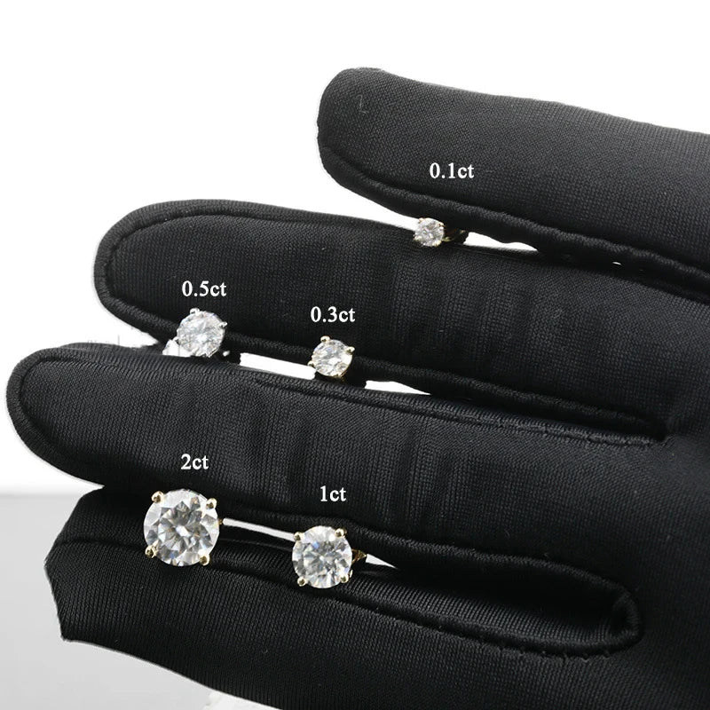 Moissanite Stud Earrings – S925 Sterling Silver Unisex Studs (1–2 CT Options)