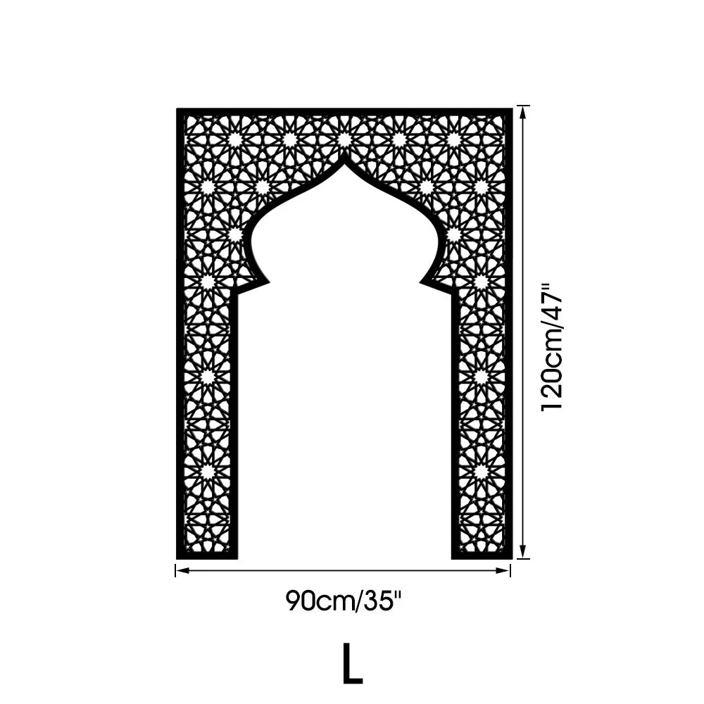 Islamic Arch Mirror Wall Sticker – Gold Acrylic 3D Mosque Frame Decal with Geometric Pattern for Ramadan & Eid Decor