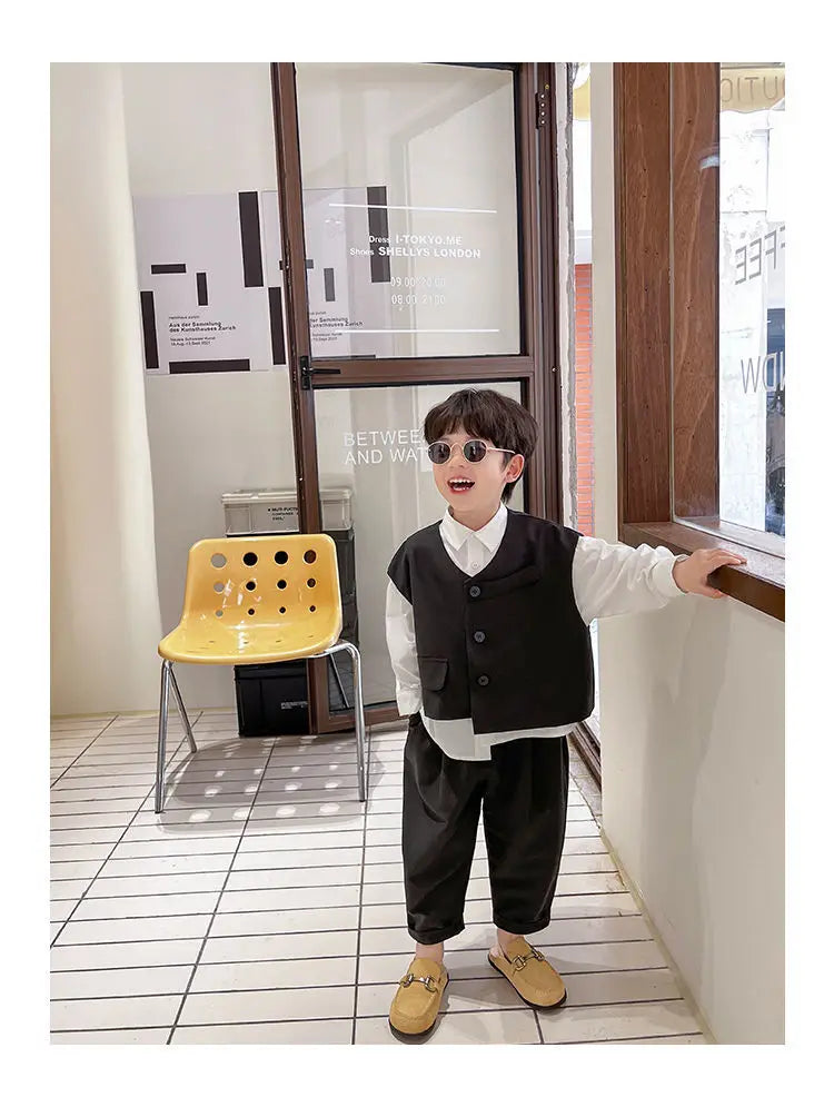 Boys 3-Piece Streetwear Clothing Set — Vest, Top & Pants