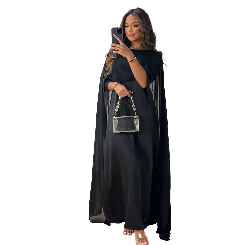 Women's Round Neck Loose Robe Chiffon Long Dress