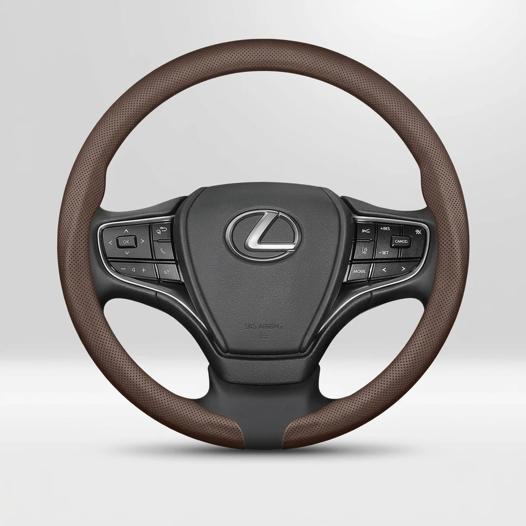 Textured Faux Leather Car Steering Wheel Cover, 38 cm