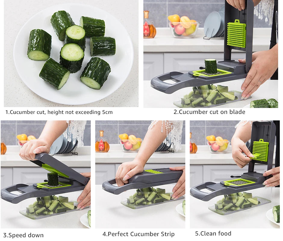 Vegetable Slicer and Grater with Collection Container