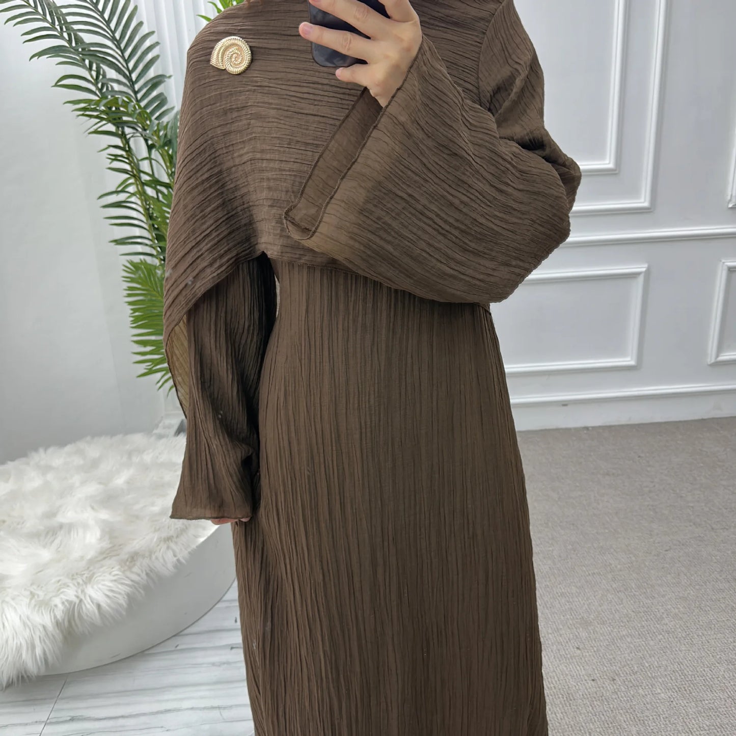 Women’s Two-Piece Modest Cardigan Set – Elegant Middle East Islamic Abaya Dress for Ramadan & Eid