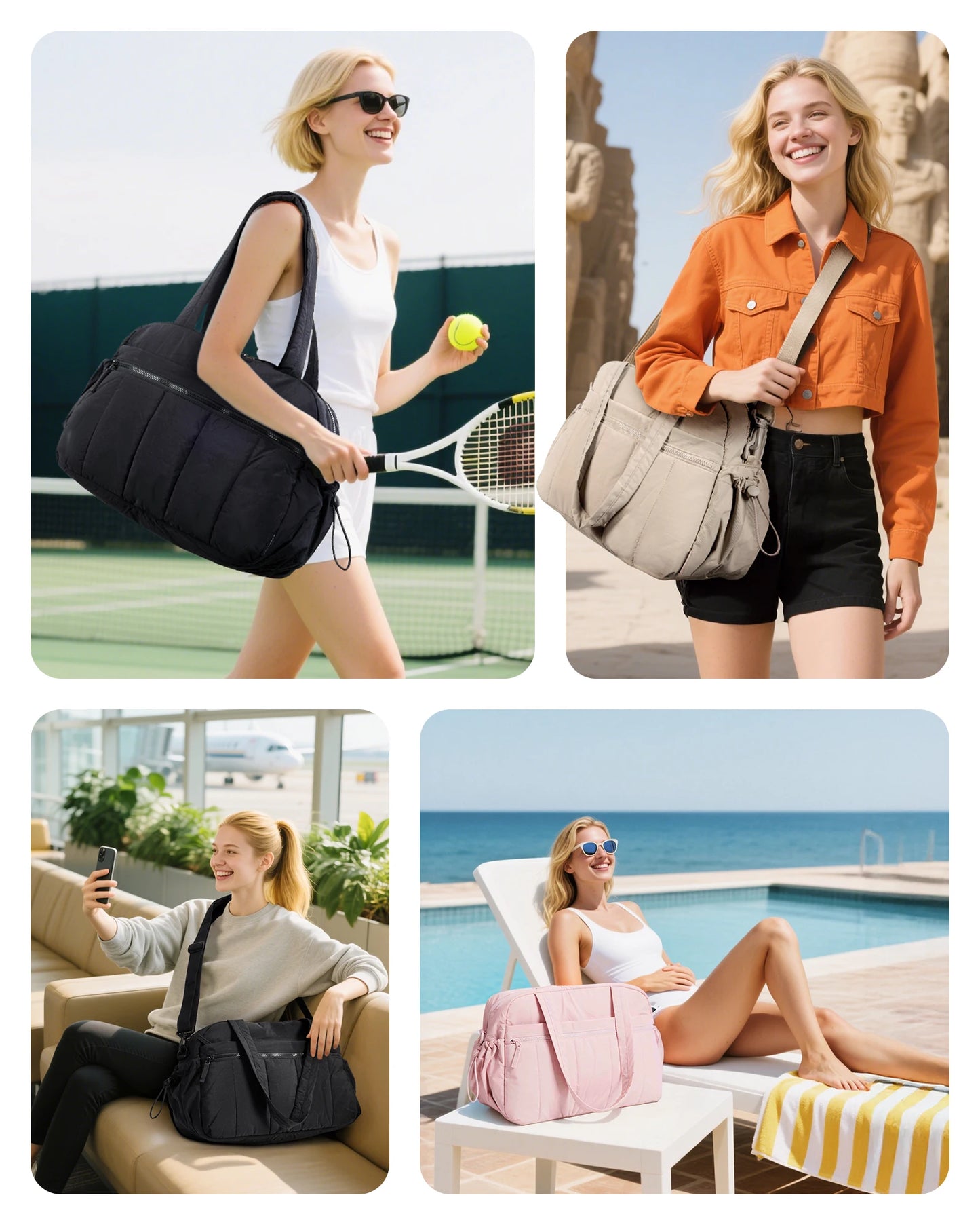 Women’s Travel Duffle Bag with Wet Pocket – Lightweight Water-Resistant Weekender & Gym Carry-On Bag