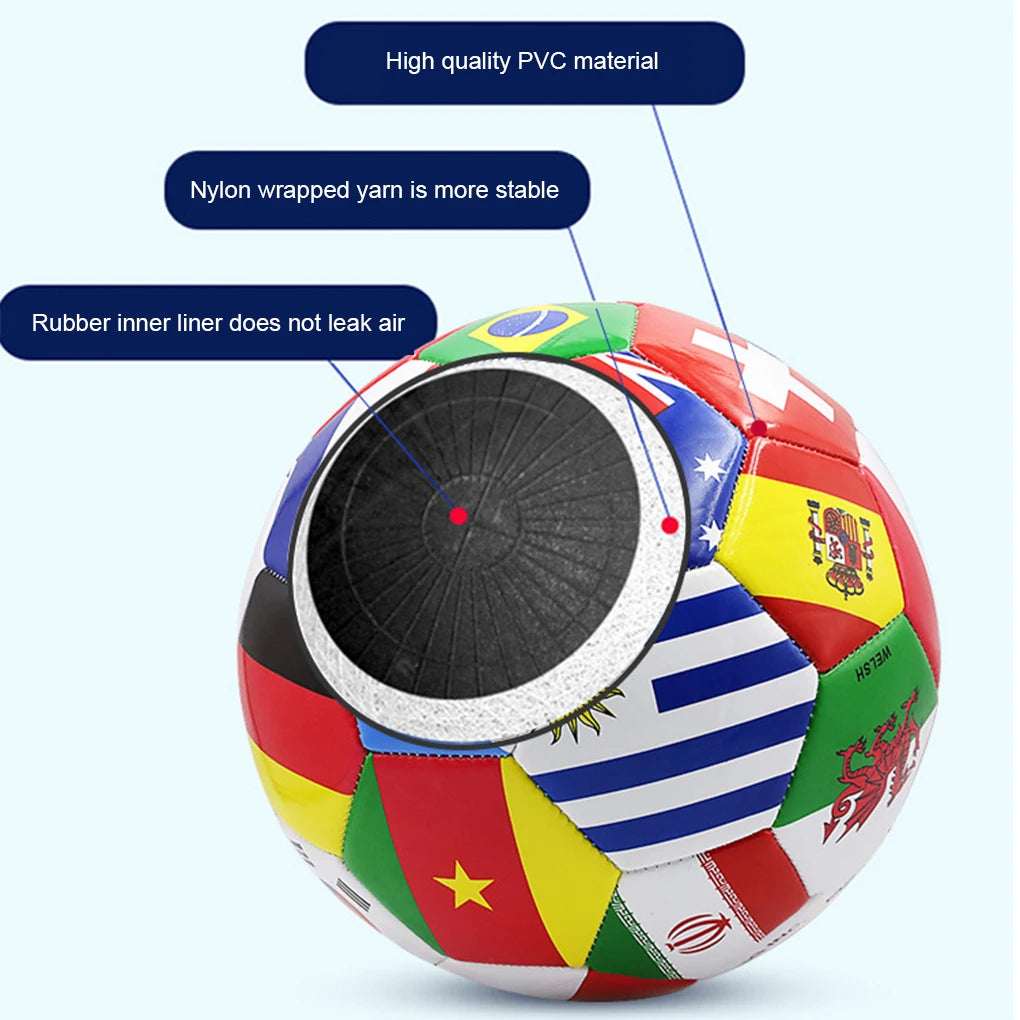 Official Size 5 Flag Print Soccer Ball – Durable PVC Football for Training, Match Play & Outdoor Games