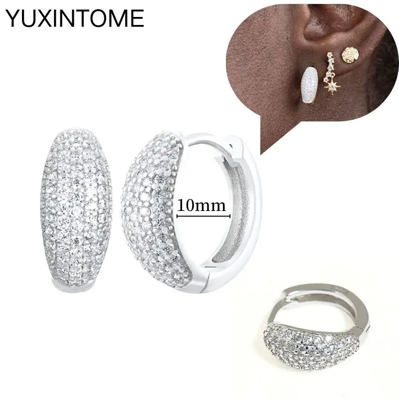 925 Sterling Silver Multi-Turn Hoop Earrings with White Zircon, Fashion Punk Jewelry for Women