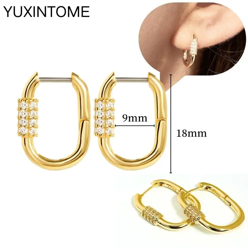 925 Sterling Silver Multi-Turn Hoop Earrings with White Zircon, Fashion Punk Jewelry for Women