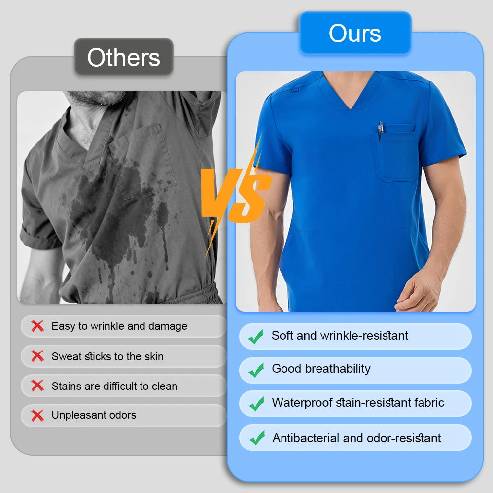Medical Scrubs Set – V-Neck Top & Pants for Men and Women