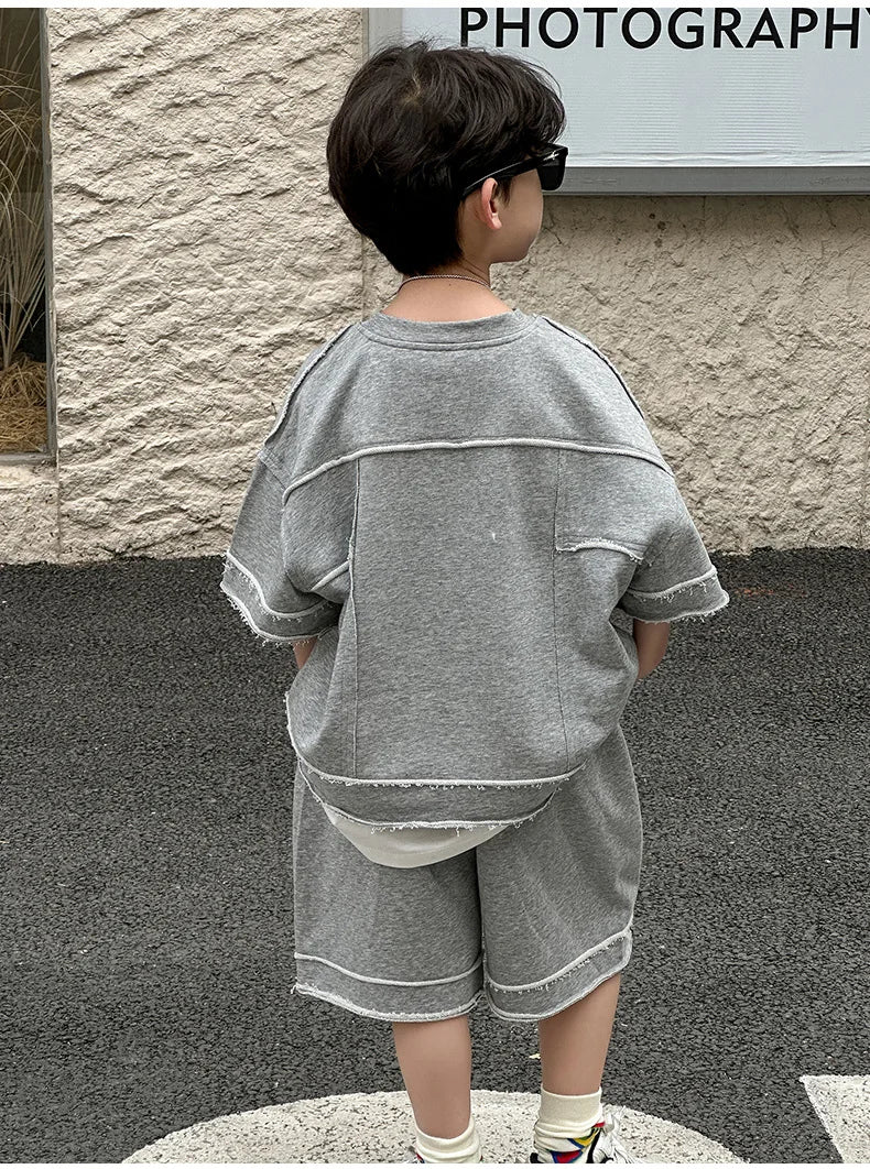 Kids Summer Short-Sleeve Shirt and Shorts Set