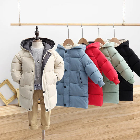 Children Down Coat Mid-length Long Sleeve Boys Girls Puffer Down Jackets Warm kids Coats Children  Clothes