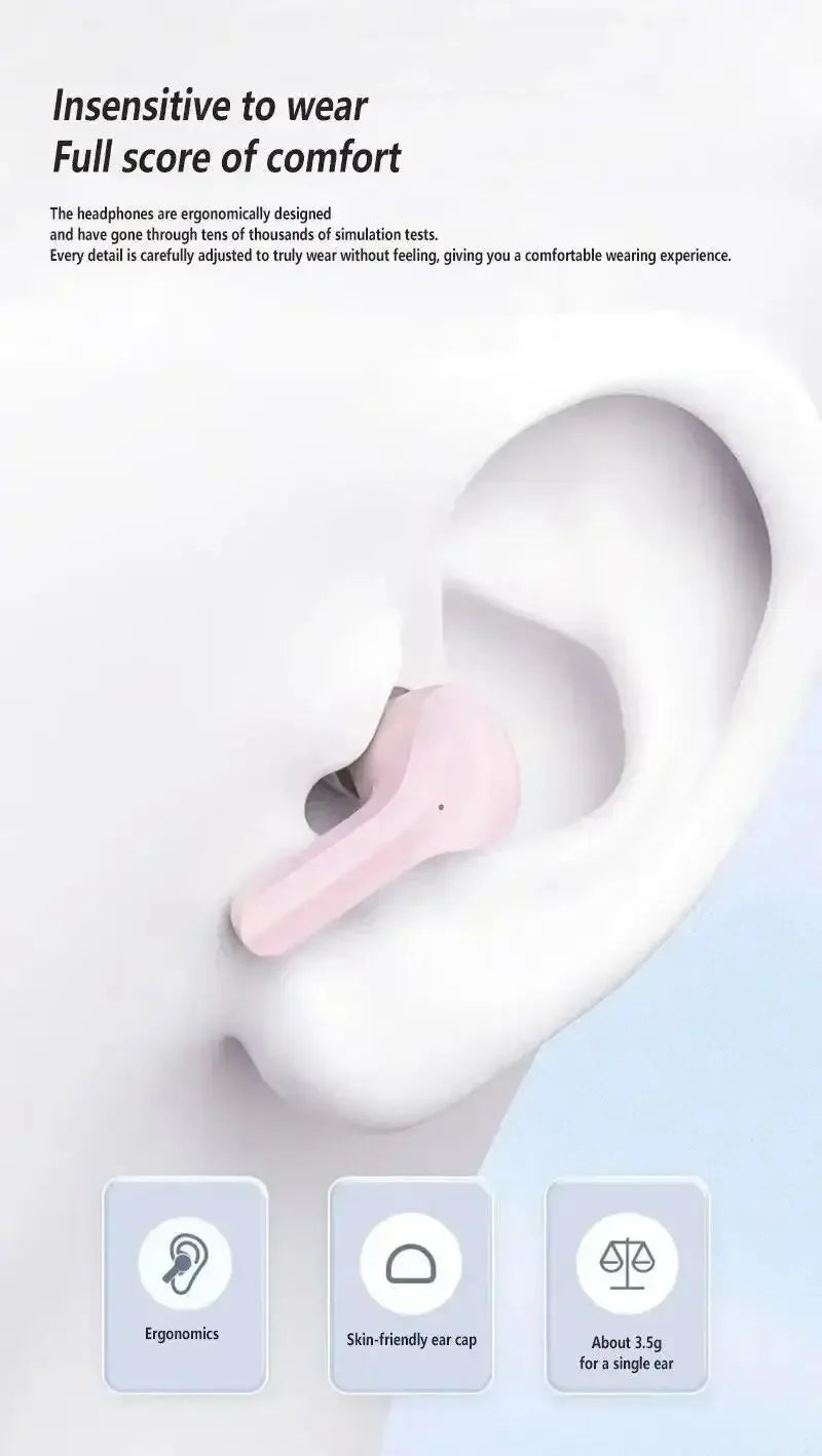 T2 TWS Gaming Earbuds Bluetooth 5.3 – HD HiFi Stereo, Noise Reduction, Wireless Earphones with Protective Case & Lanyard
