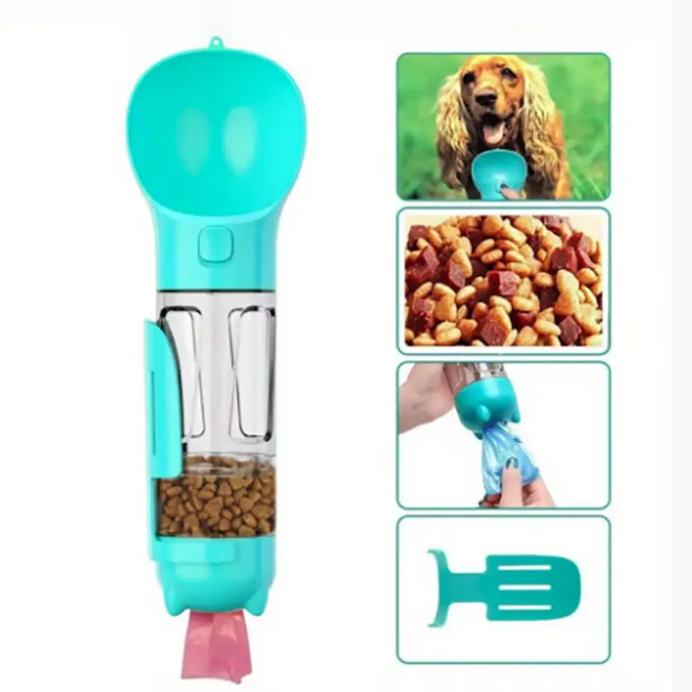 300/500ml 3-in-1 Leak-Proof Pet Water & Food Dispenser with Trash Bag Box and Shovel – Portable Dog Water Bottle and Food Feeder for Puppies and Dogs