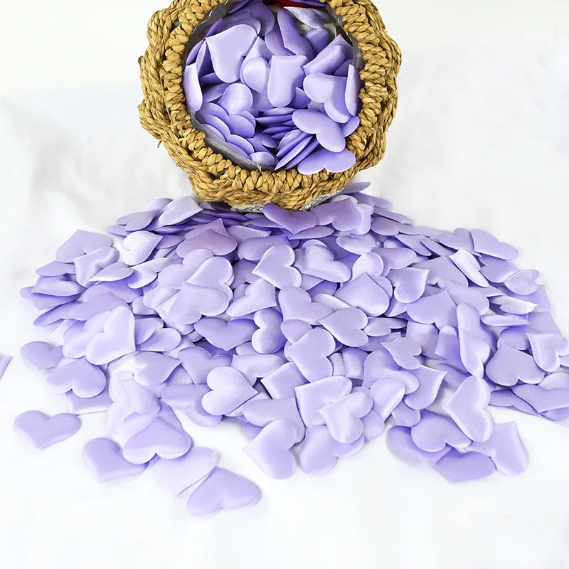 100/200 pcs Artificial Love Heart Petals – Satin & Sponge Confetti for Valentine’s Day, Wedding, Party, Table and Bed Decorations