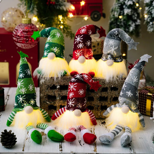 LED Faceless Doll Elf Gnome with Lights – Christmas Decoration & Holiday Gift (20cm / 30cm)
