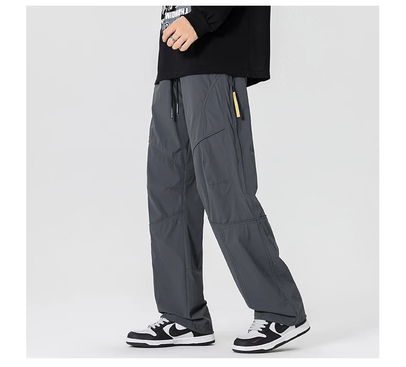 Men’s Casual Pants Loose Fit Straight Leg – Water-Resistant Everyday Trousers Spring Fashion
