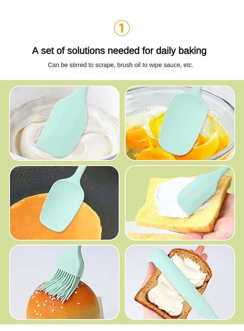 6-Piece Silicone Spatula Set for Baking – Includes Cake Frosting Brush, Non-Stick Scrapers & Cream Spreaders | Cute & Functional Kitchen Gadgets
