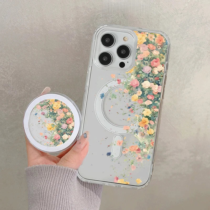 Flower Magnetic Stand Phone Case with MagSafe