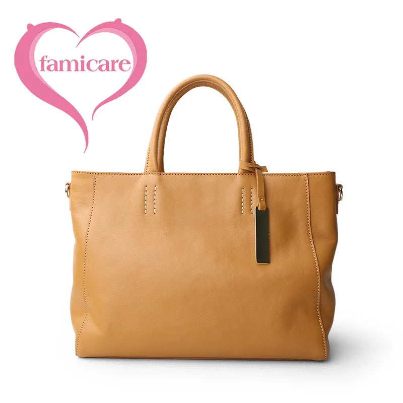Women’s Casual Leather Tote Bag – Large Soft Cowhide Shoulder Purse for Shopping & Travel