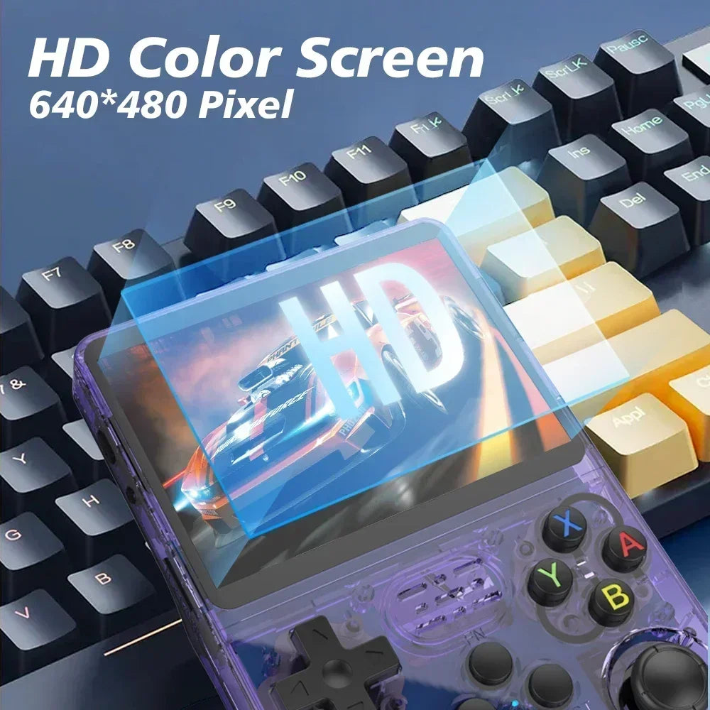 128GB R36S Handheld Retro Game Console – Open Source Linux System, 3.5" IPS Screen, Portable Pocket Gaming Player, Orange