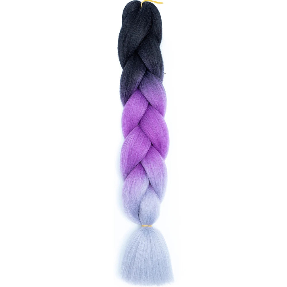 GlowStrands 24” Jumbo Braids for Kids & Adults – Ombre Kanekalon Hair Extensions, Easy Styling & Natural Feel