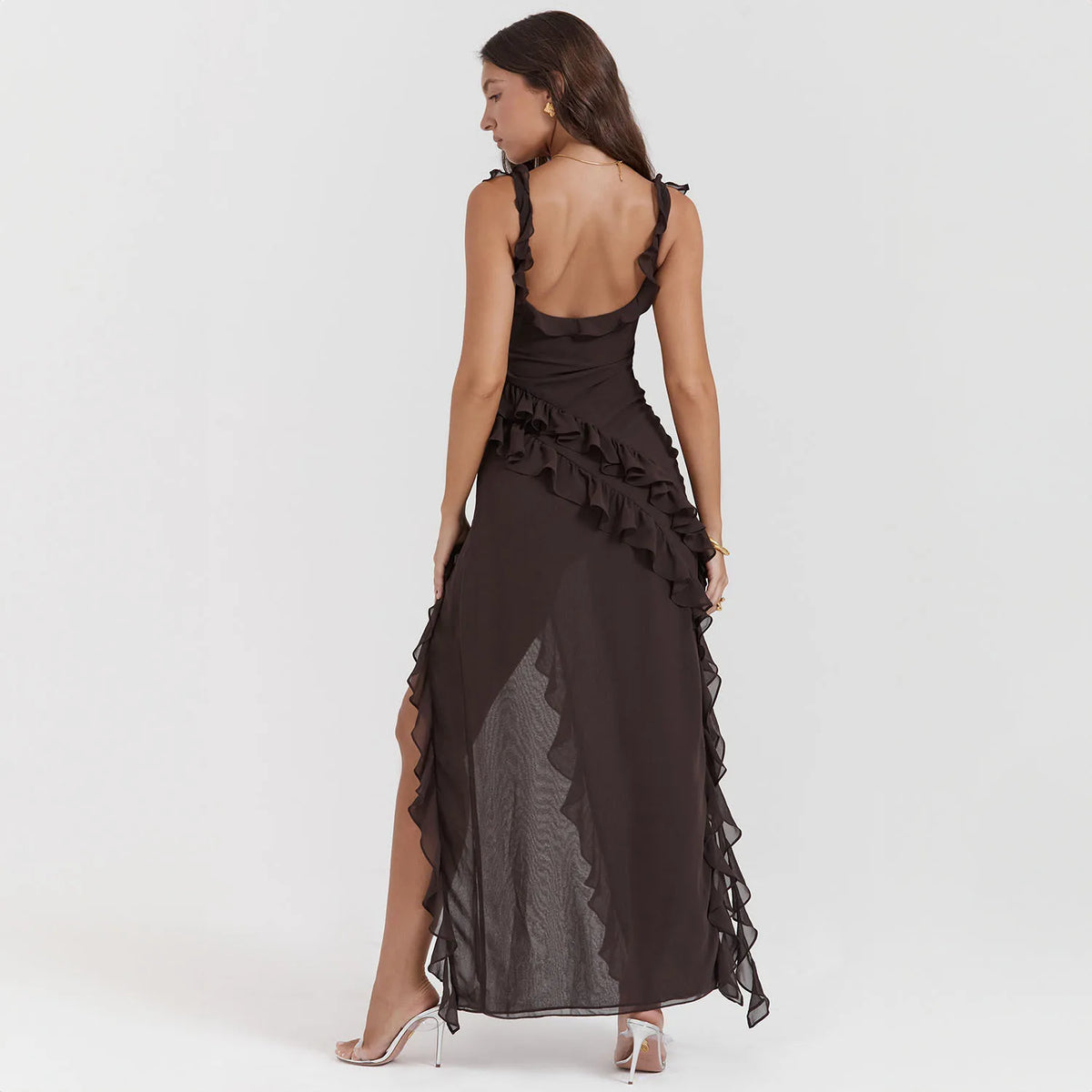Women's Strapless Asymmetrical Maxi Dress