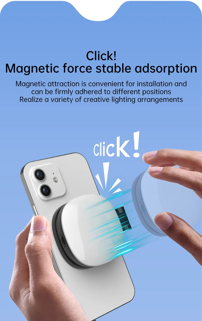 Magnetic Selfie Mirror Fill Light for Mobile Phones – Dual-Color Adjustable Reversible Stand