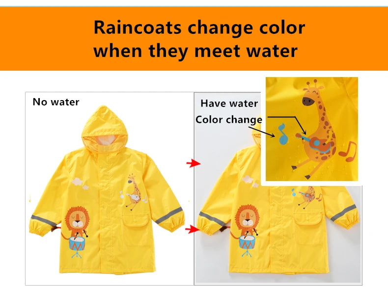 Children's Waterproof Rainwear Set – One-Piece Hooded Jumpsuit for Boys & Girls | Cartoon Dinosaur Design