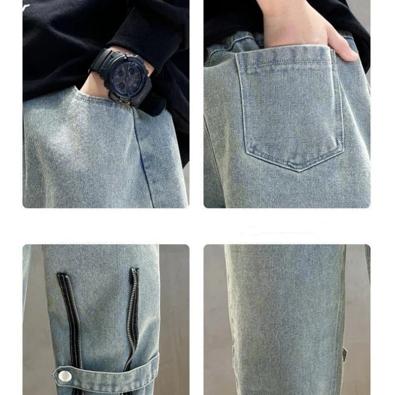 Children's Retro Loose Straight Jeans – Wide Leg Denim Pants for Boys & Girls | Spring/Autumn