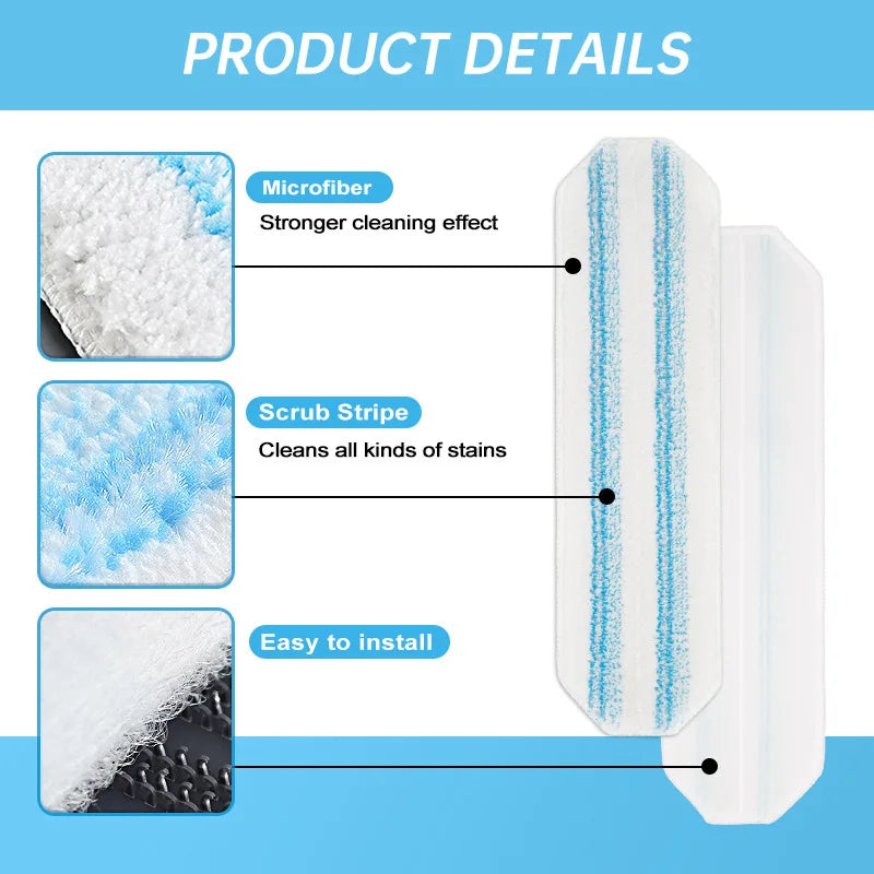 Flat Microfiber Mop Head Refill – Compatible with O-Cedar H2PrO & Vileda H2PrO, Machine-Washable Mop Cloth, Removes 99% of Bacteria
