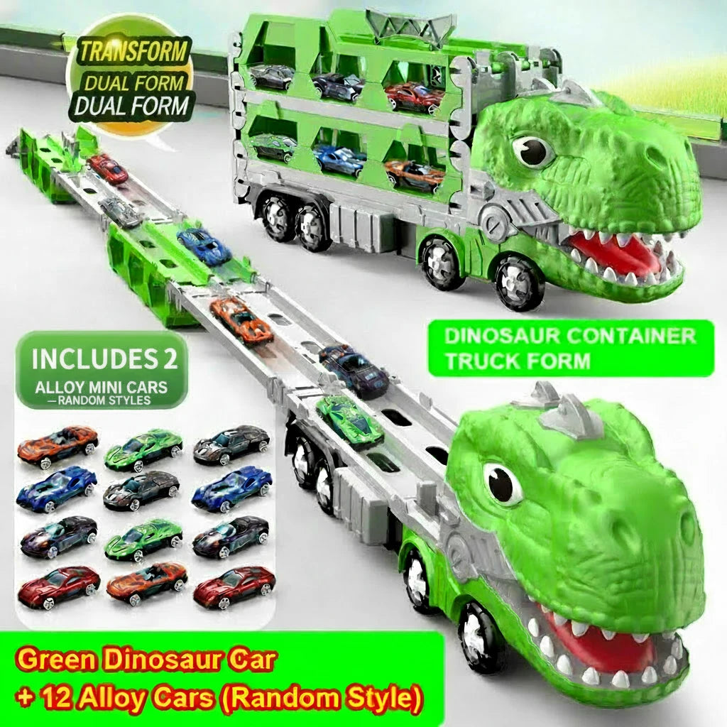 Transforming Dinosaur Toy Truck with Folding Track