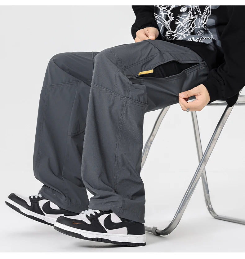 Men’s Casual Pants Loose Fit Straight Leg – Water-Resistant Everyday Trousers Spring Fashion