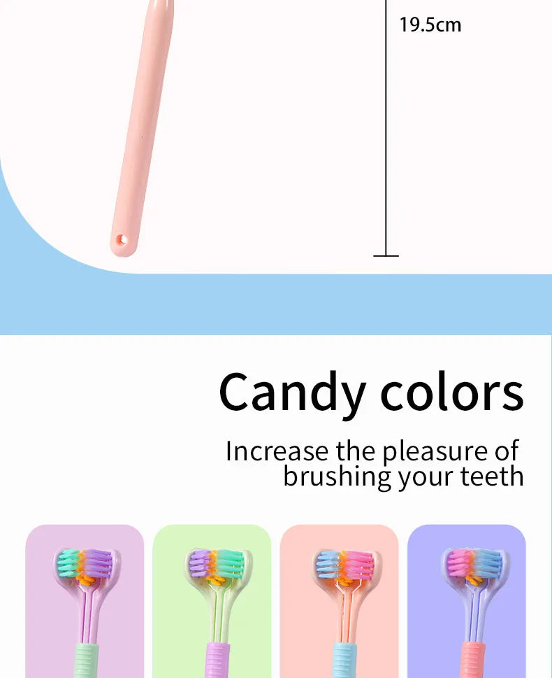 Three-Sided Toothbrush with Soft Ultra-Fine Bristles – Complete Oral Care & Gentle Teeth Cleaning