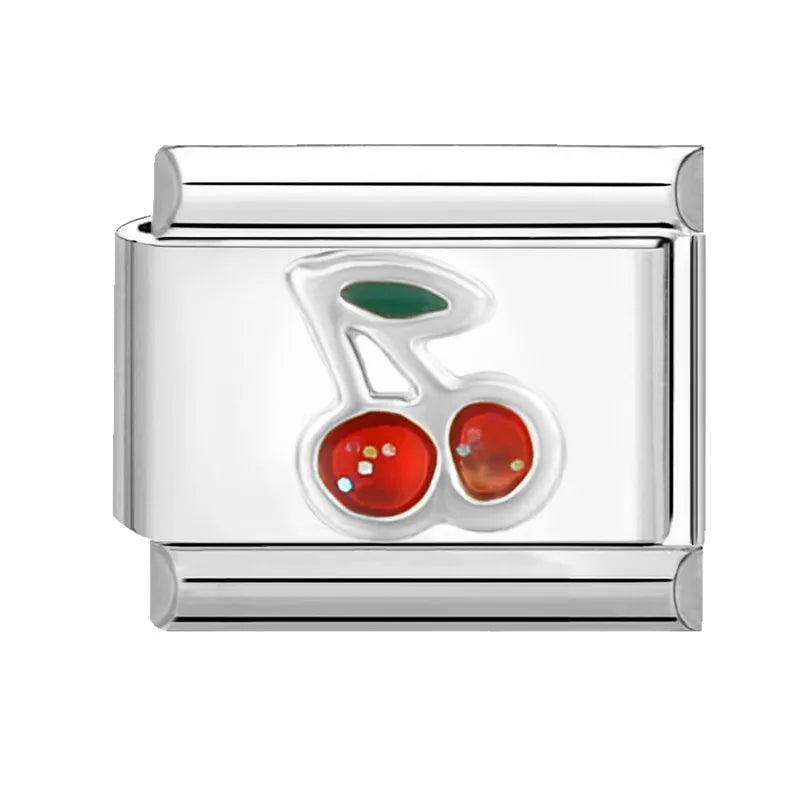 Italian Charm Links – Heart, Flower, Cat & Cherry Designs – Fits 9mm Stainless Steel Bracelets – DIY Jewelry Making Gift for Women