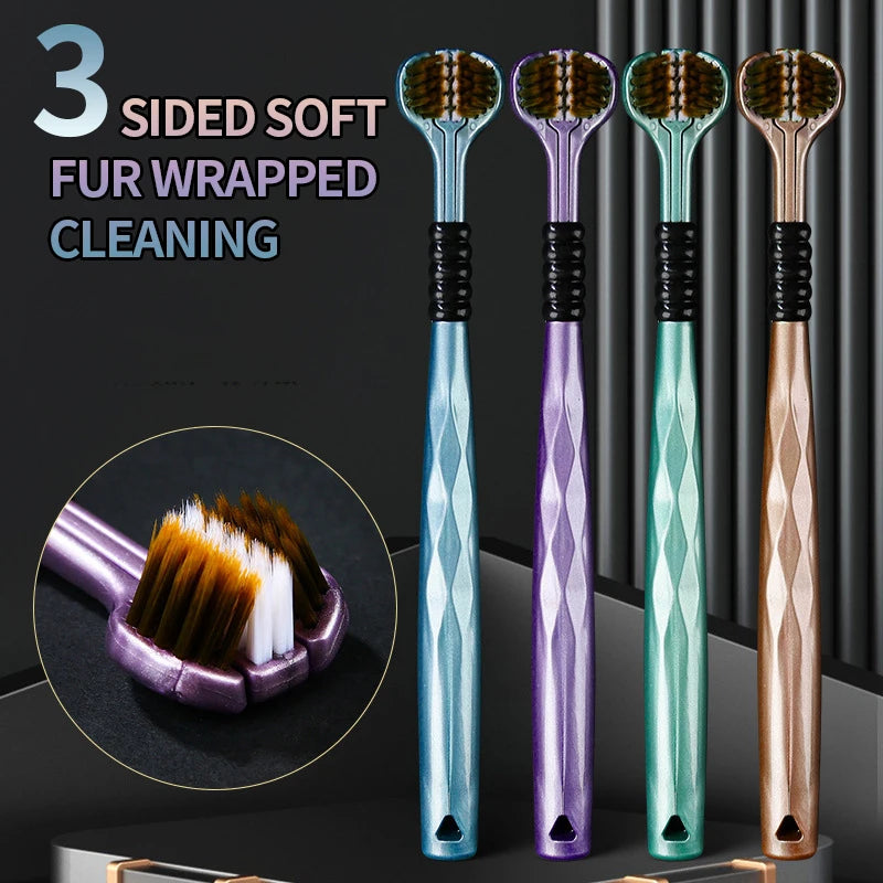 Three-Sided Soft Bristle Toothbrush (1PC / 2PCS / 4PCS) – Advanced Adult Oral Care for Gentle Cleaning & Gum Protection