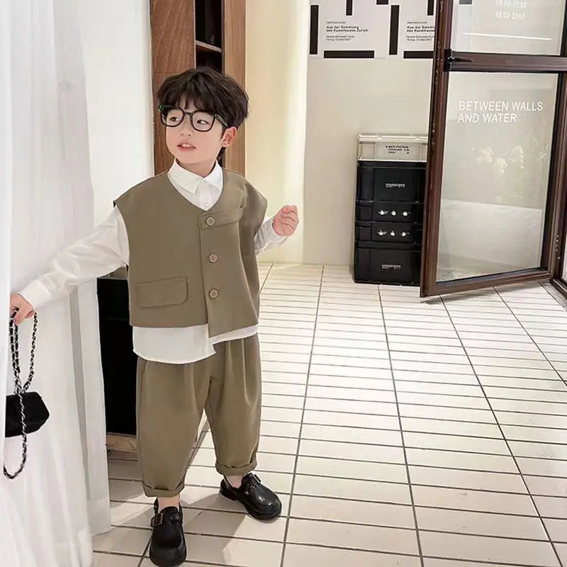 Boys 3-Piece Streetwear Clothing Set — Vest, Top & Pants