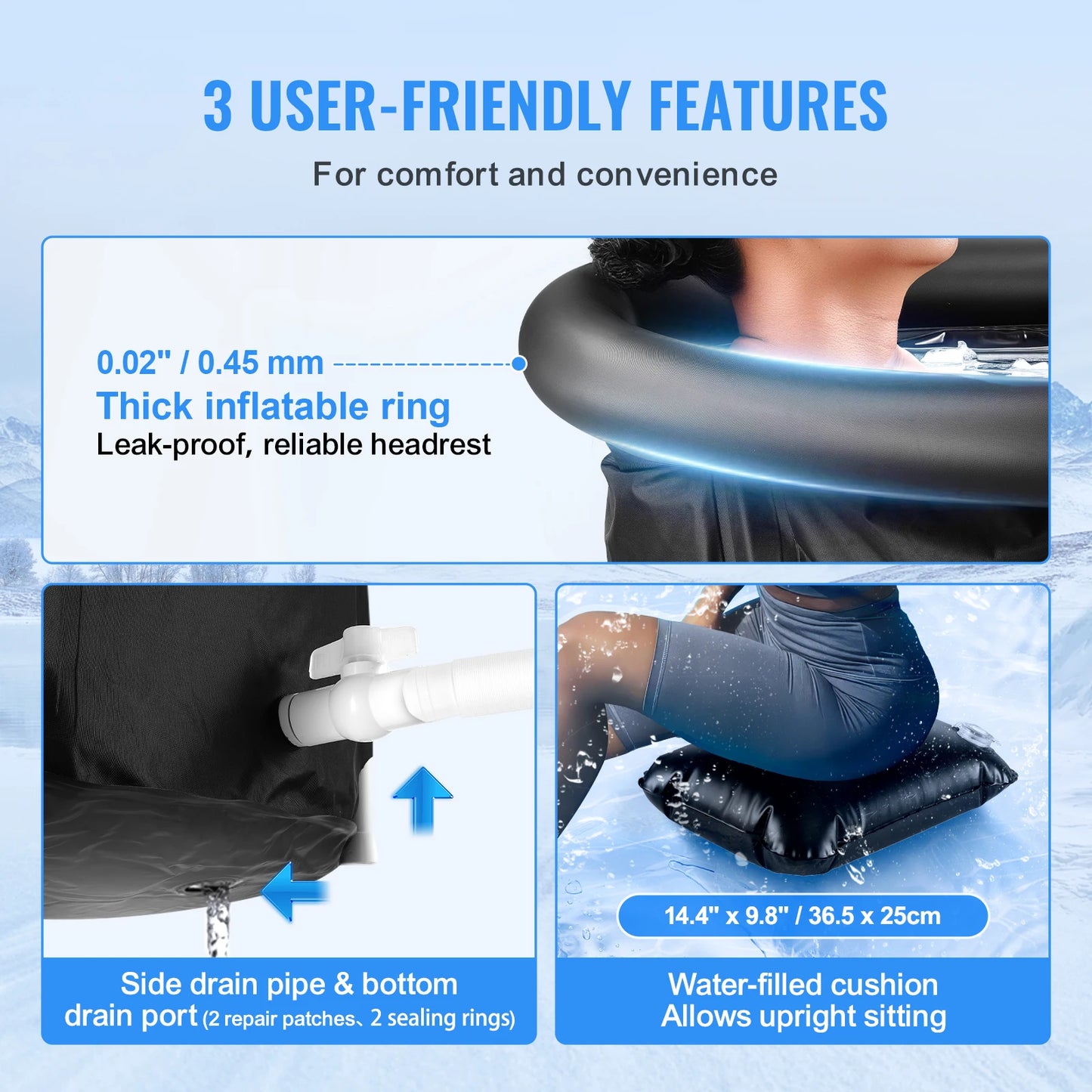 Portable Ice Bath Tub for Cold Water Therapy – Inflatable Plunge Pool for Athletes, Outdoor Ice Barrel Recovery Tub