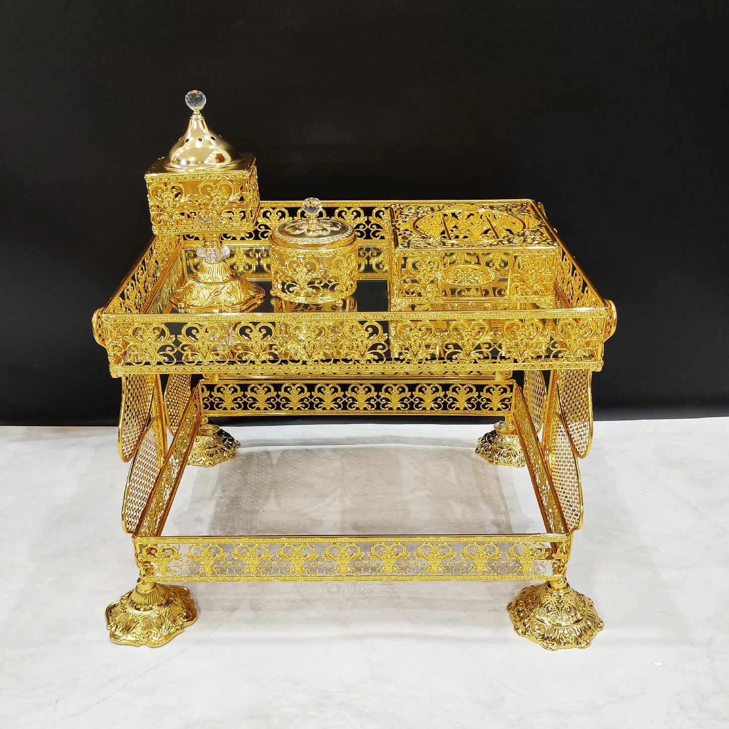 Middle Eastern Arabian Popular Eritrea Ethiopia Habesha Luxury Incense Burner – Aromatherapy Coffee Table Metal Ornament Set for High-End Home Décor